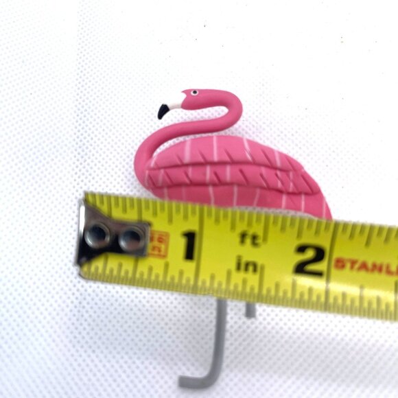 Pink Flamingo Brooch Pin Pierced Dangle Earring Set Handcrafted Lightweight VTG - Picture 8 of 12